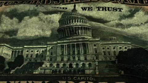 Dollar Flag with US Capitol Loop Stock Footage 241235150
