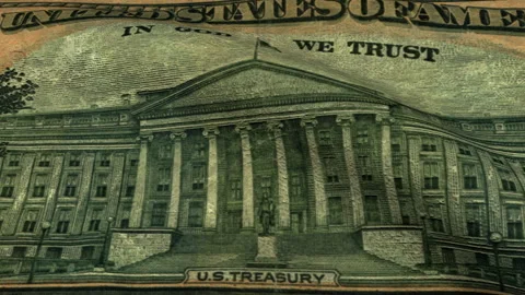 Dollar Flag with US Treasury Loop Video stock 241234882