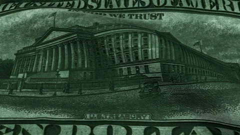 Dollar Flag with US Treasury Loop Stock Footage 241235077