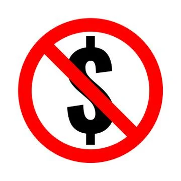 Dollar forbidden, flat red round sign Stock Illustration