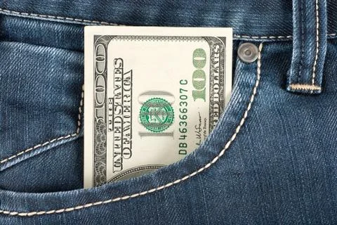 Dollar in front pocket Stock Photos