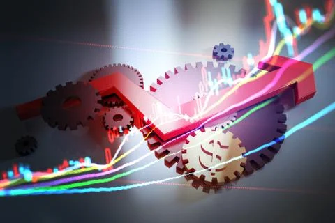 Dollar gear and arrow, teamwork and career success Stock Illustration