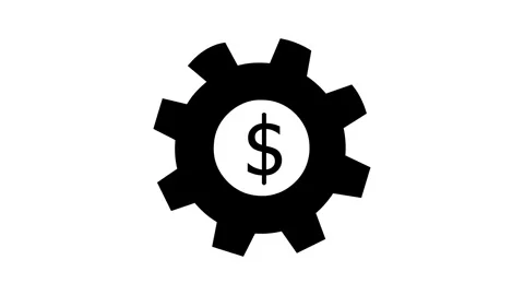 Dollar Gear Settings Icon Animation on White Background 库存影片 334830519