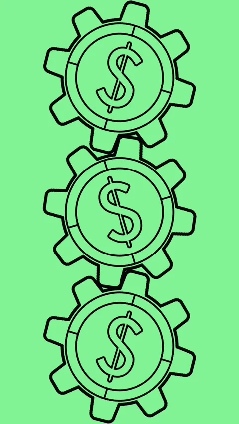 Dollar gear vertical Stock Footage 309071958