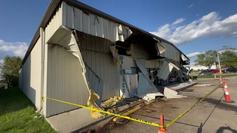 Dollar General Store front after fire Stock Footage 333780811