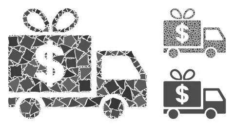 Dollar gift delivery Composition Icon of Rough Items 스톡 일러스트