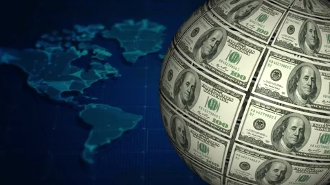 Dollar Globe Rotating Over World Map Stock Footage 345658425