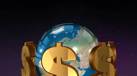 Dollar globe rotation Stock Footage 66905994