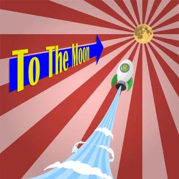 Dollar go to the Moon! Vector poster. Stock Illustration