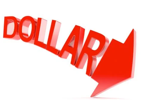Dollar going down concept Illustrazione stock
