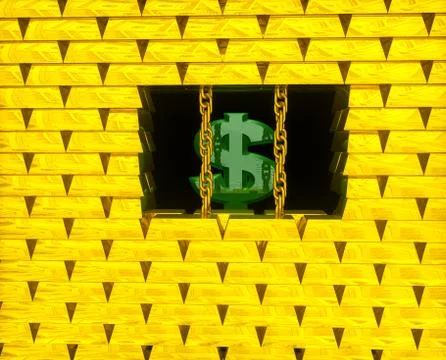 Dollar in gold cage Stock Illustration