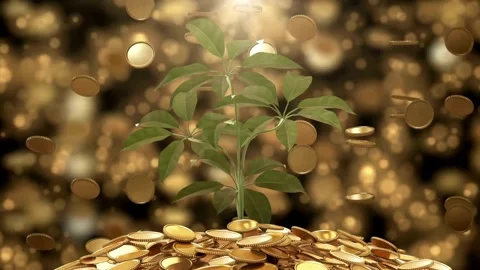Dollar gold coins falling - 3d render with alpha channel. Golden coins fallin Stock Footage 272771131