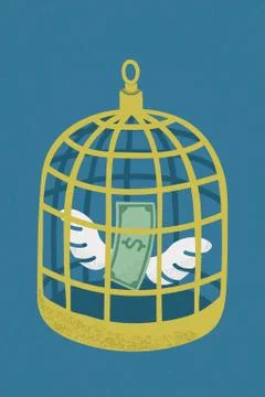 Dollar in golden bird cage , eps10 vector format Stock Illustration