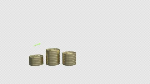 Dollar golden coin stack icon animation loop motion graphics video with alp.. Stock Footage 302964175