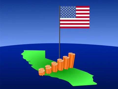 Dollar graph on california map Stock Illustration