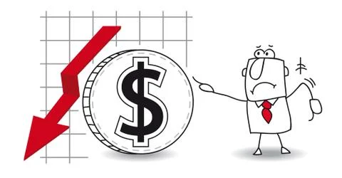 Dollar is growing down Stockillustratie