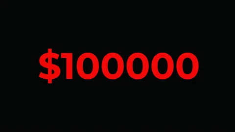 Dollar growth timer up to 100000, hundred thousand Dollar Money Countdown. Stock Footage 131309155