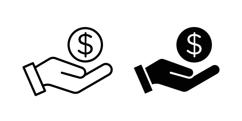 Dollar in hand icon design. Simple Vector illustrations.. Stock Illustration