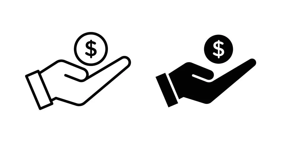 Dollar in hand icon set, collection of vector icons Stock Illustration