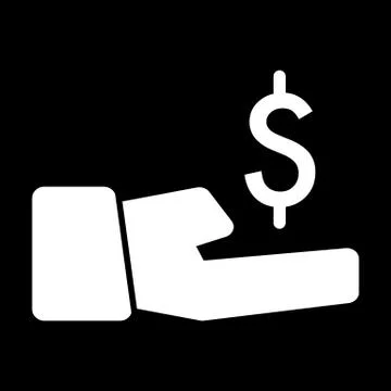Dollar in hand vector icon. Black and white money illustration. Solid linear Stockillustratie