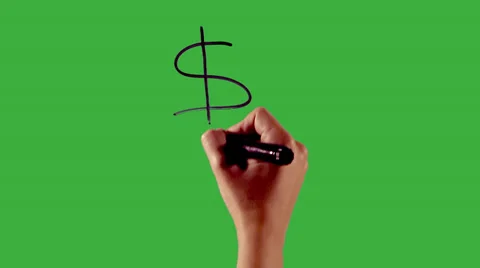 Dollar - Hand writing on green screen $ Vídeos de archivo 33783451