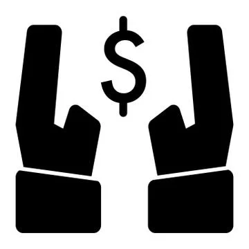 Dollar in hands vector icon. Black and white money illustration. Solid linear Stockillustratie