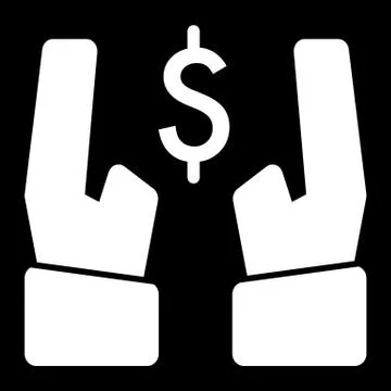 Dollar in hands vector icon. Black and white money illustration. Solid linear Stockillustratie