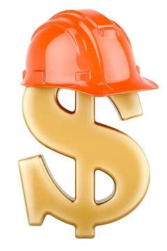Dollar with hard hat, 3D rendering Stock Illustration