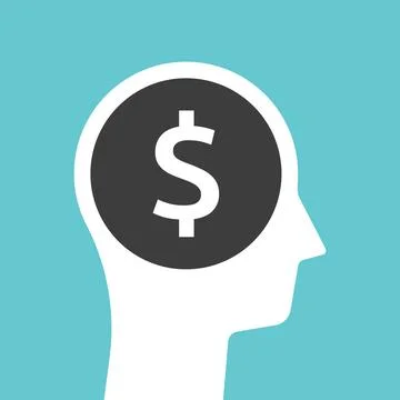 Dollar in head silhouette Stock Illustration