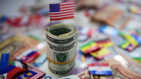 Dollar hegemony. Video stock 233111014