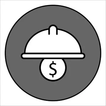 Dollar helmet thin line vector icon on a white background. Vector illustratio Stock Illustration