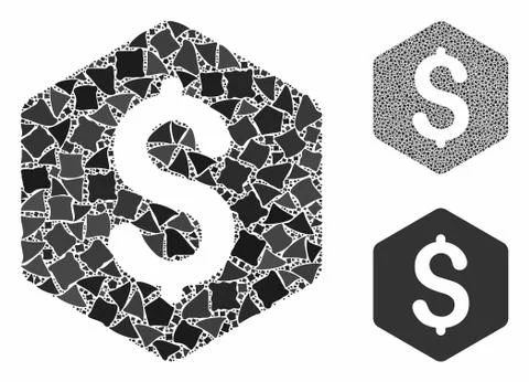 Dollar hexagon Composition Icon of Bumpy Elements Stock Illustration