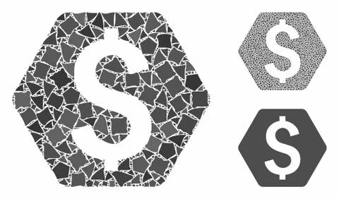 Dollar hexagon Composition Icon of Inequal Elements Stockillustratie