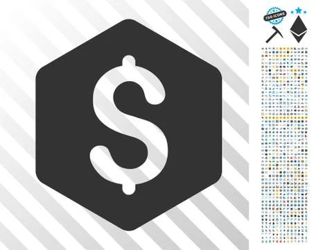 Dollar Hexagon Flat Icon with Bonus Stock Illustration