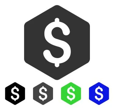 Dollar Hexagon Flat Icon Stock Illustration