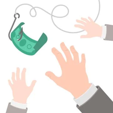 Dollar on a hook flat business concept Stock Illustration