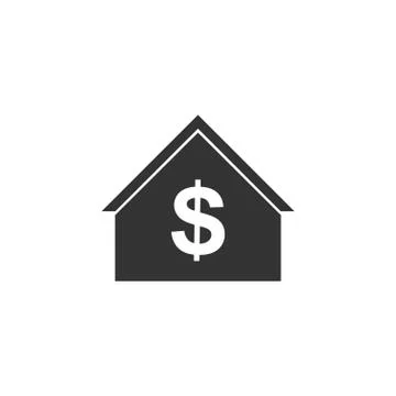 Dollar House icon flat Stock Illustration