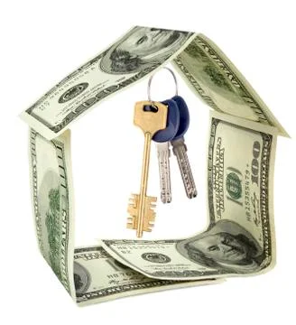 Dollar house isolated Stock Photos