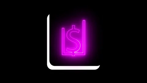 Dollar icon animation with neon glow line. Stock Footage 286145609