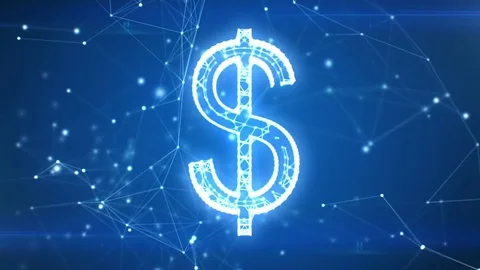 Dollar Icon Appearing in Network Cloud from Lines and Dots. Stock Footage 79721666