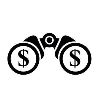 Dollar icon in Binocular  symbol vector. search money sign. finance, business Stock Illustration