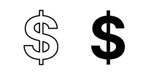 Dollar icon in black and white. vector icon pack for websites Stock Illustration