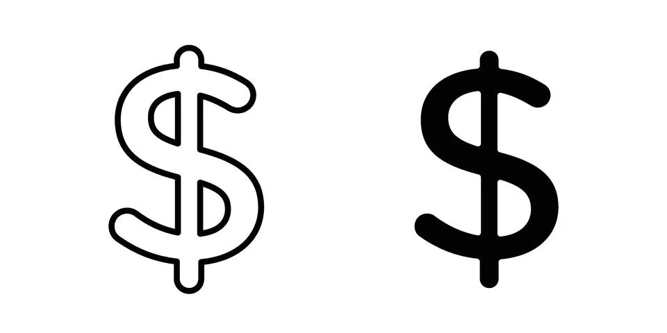 Dollar icon black vector isolated on white Stock Illustration
