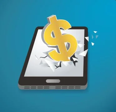 Dollar icon Breakthrough screen smartphone vector Stock Illustration
