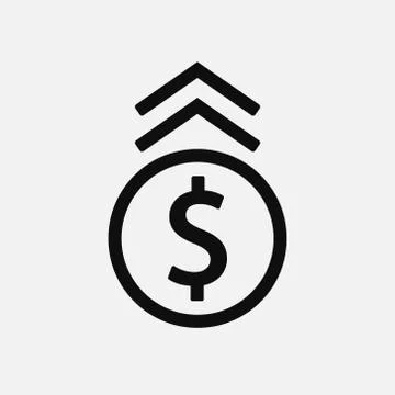 Dollar up icon design. Flat style. Isolated. Stock Illustration