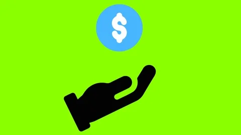Dollar icon falling Jump on hand in Green Screen . Money Salary cash. Dollar Stock Footage 227941277