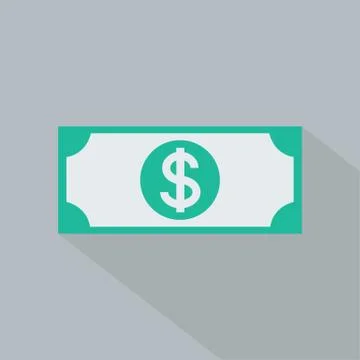 Dollar icon , Flat design style, vector illustration. long shadow icon. Stock Illustration