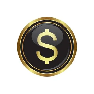 Dollar icon gold Stock Illustration