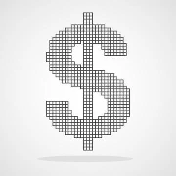 Dollar icon in Pixel art design. Vector illustration. Stock Illustration