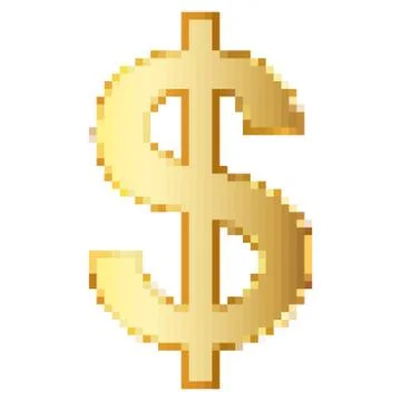Dollar icon in Pixel art design. Vector illustration. Stock Illustration